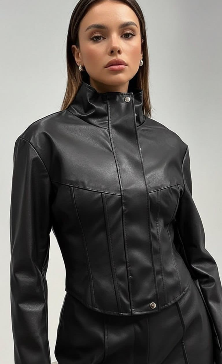 Black leather jacket one size
