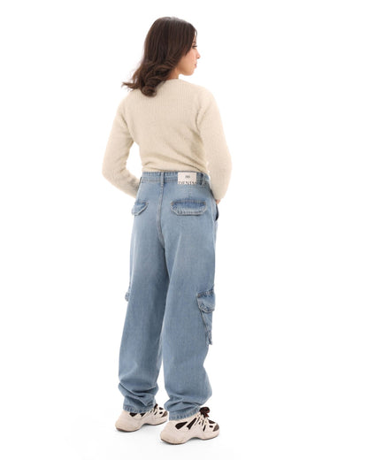 Light blue cargo balloon jeans