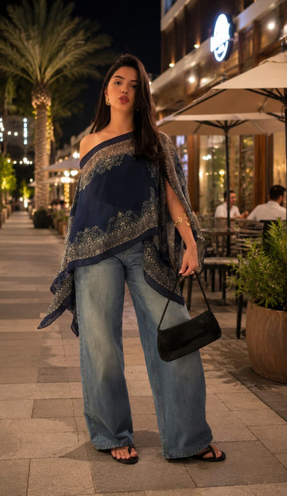 Royal Paisley Chiffon Shawl