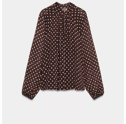 Brown dotted blouse one size