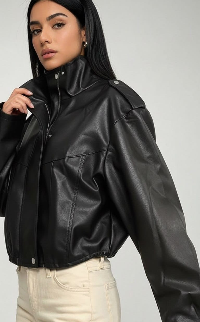 Black leather jacket one size