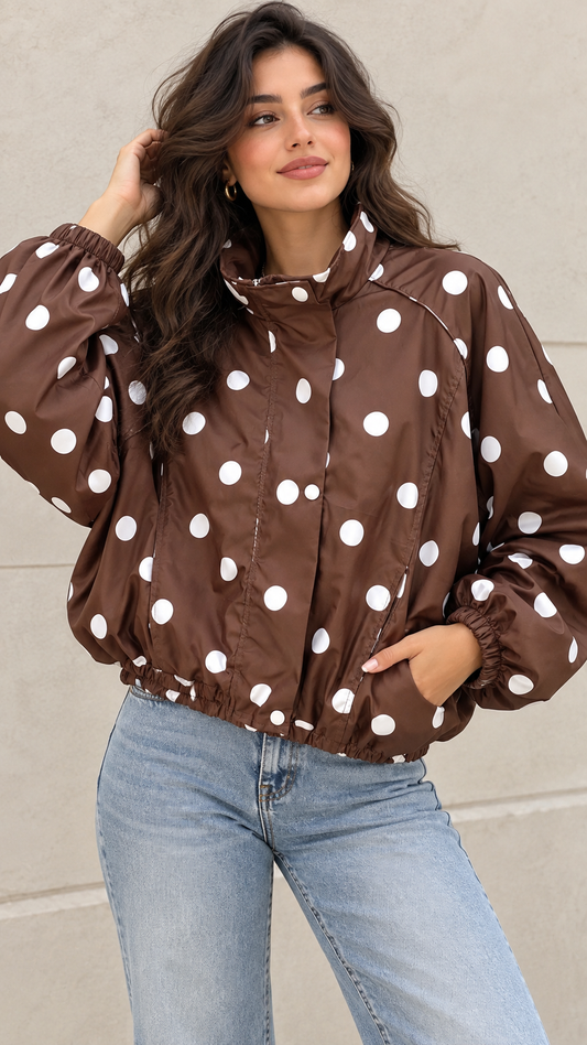 Brown Polka Dot Waterproof Jacket