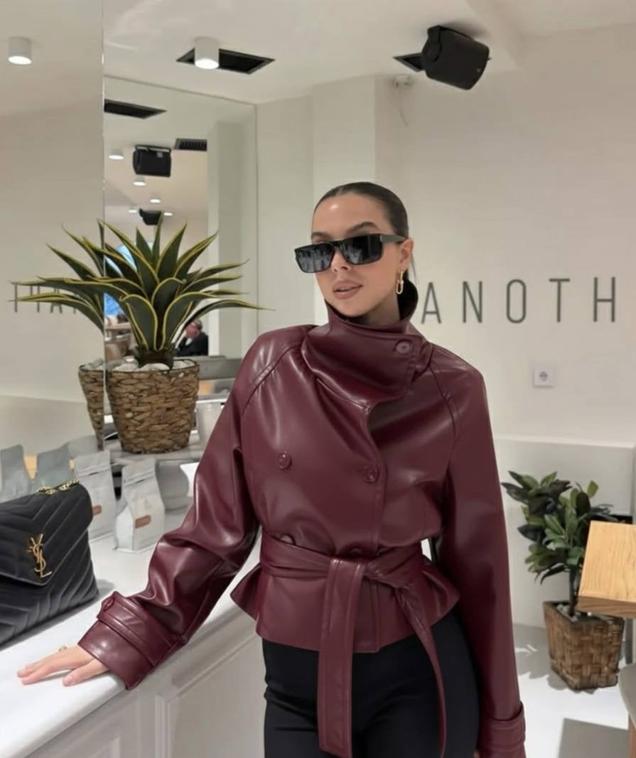 Burgundy leather jacket one size for all