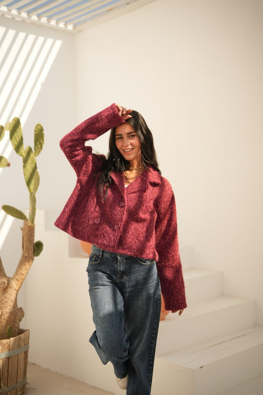 Burgundy wool jacket one size