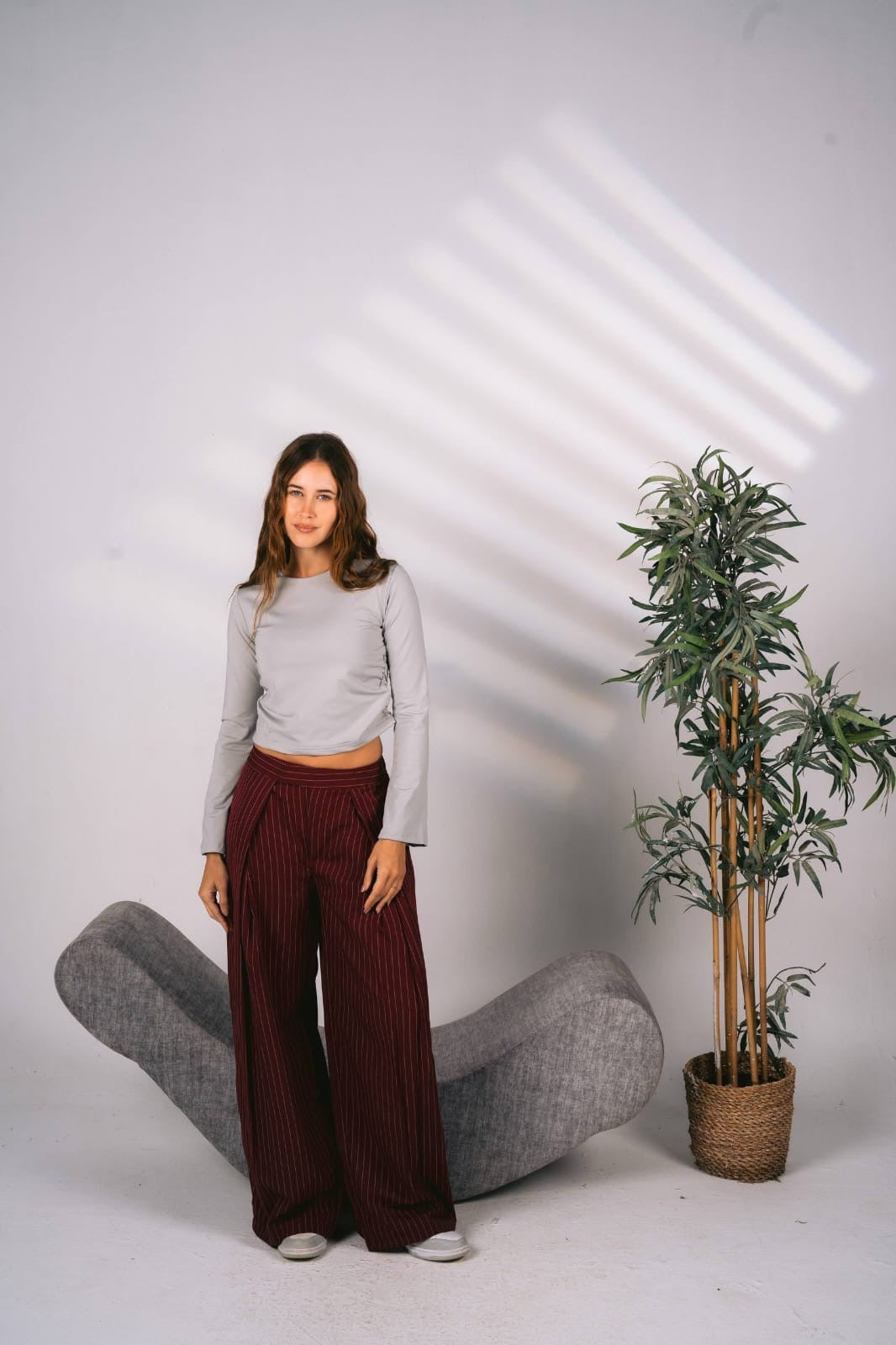 Burgundy baggy trousers