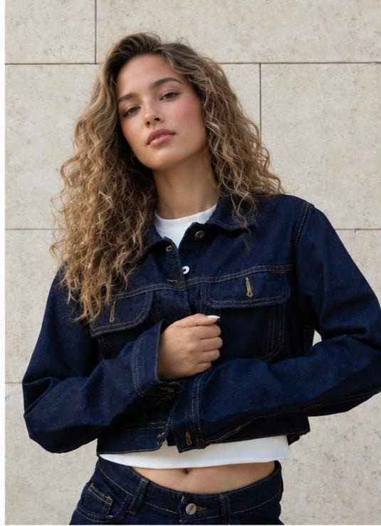 Midnight Indigo Cropped Denim Jacket
