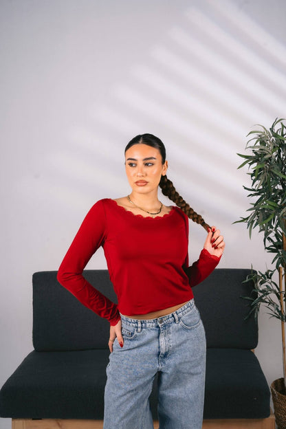 Red long sleeve top