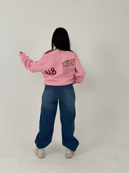 Off shoulder pink sweater one size