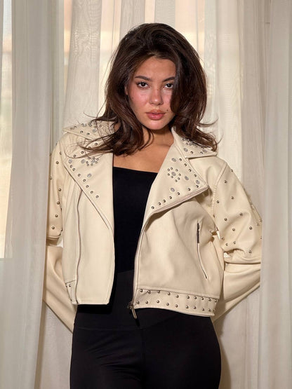 White sparkling leather jacket one size for all