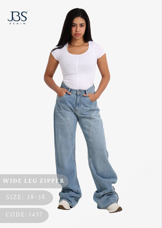 Wide leg zipper jeans