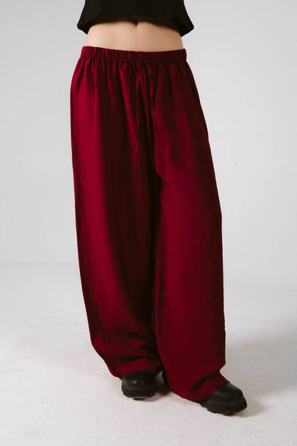 Burgundy linen pants