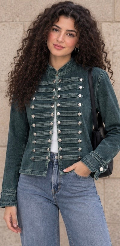 Military Denim Jacket – Dark Green