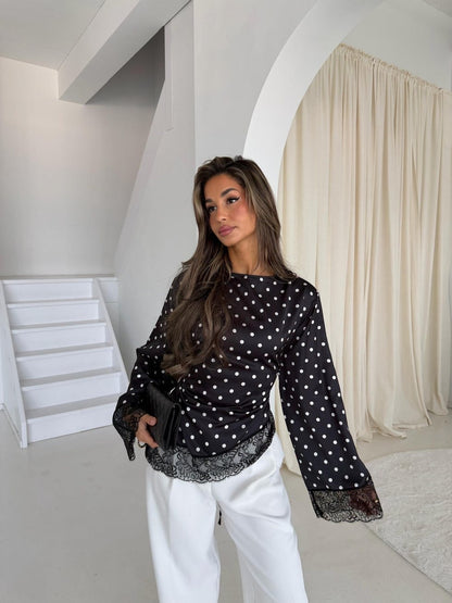 black blouse white dotted