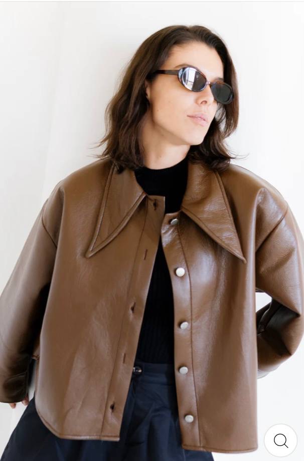 Brown leather jacket one size