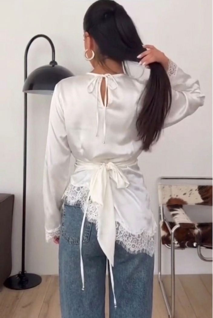 White satin blouse one size