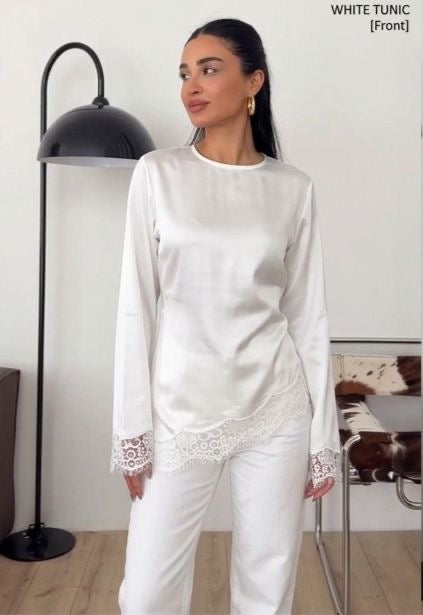 White satin blouse one size