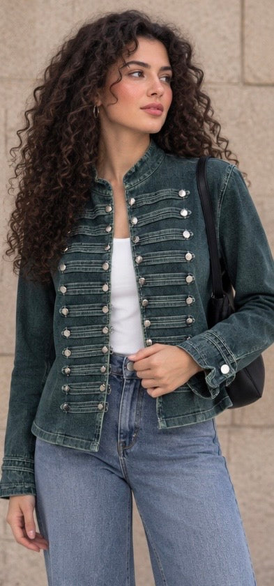 Military Denim Jacket – Dark Green