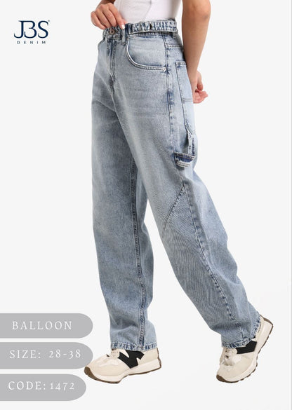 Balloon grey denim pants