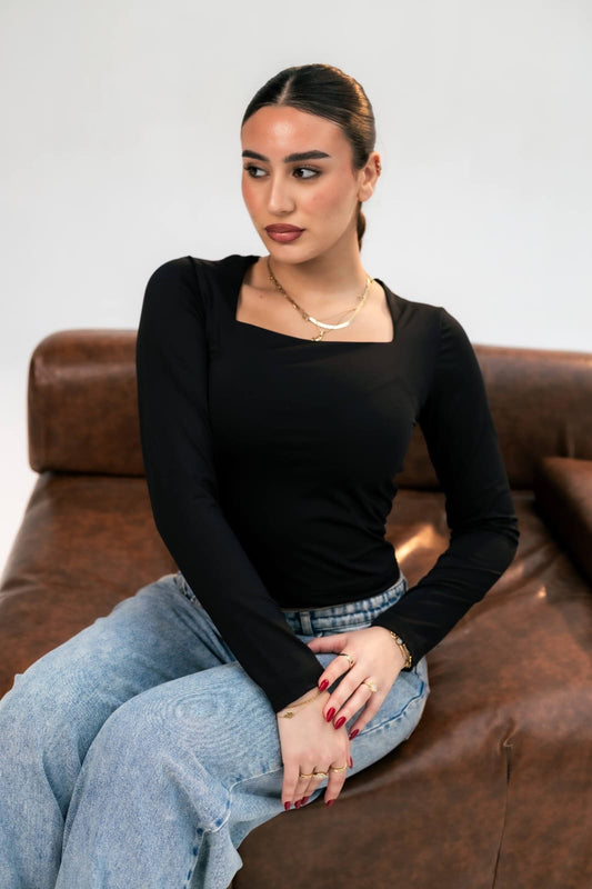 black Square neck top