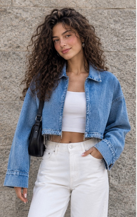 Denim Fringe Jacket
