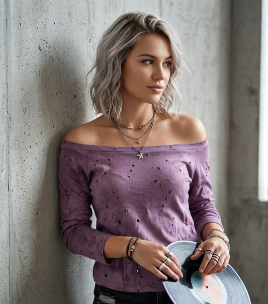Purple lasered dots cut top 2 layered