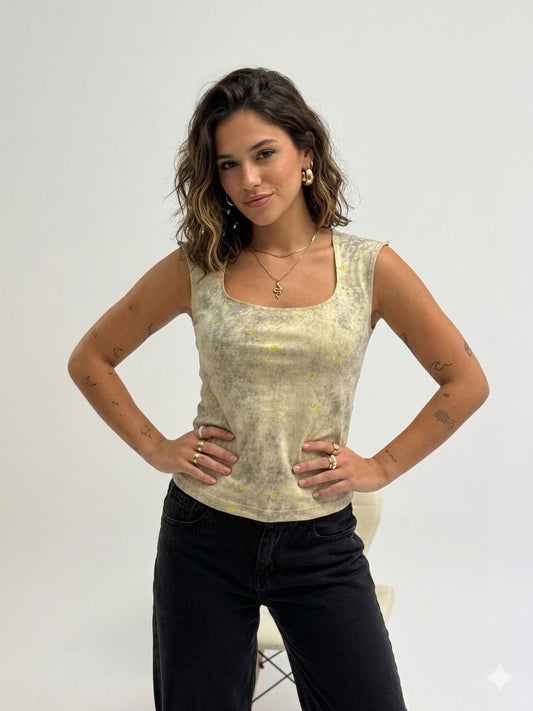 Yellow lasered dots cut top 2 layered