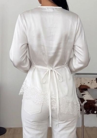 White satin blouse one size