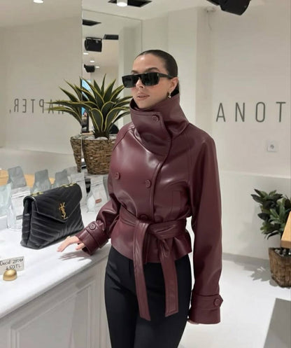 Burgundy leather jacket one size for all