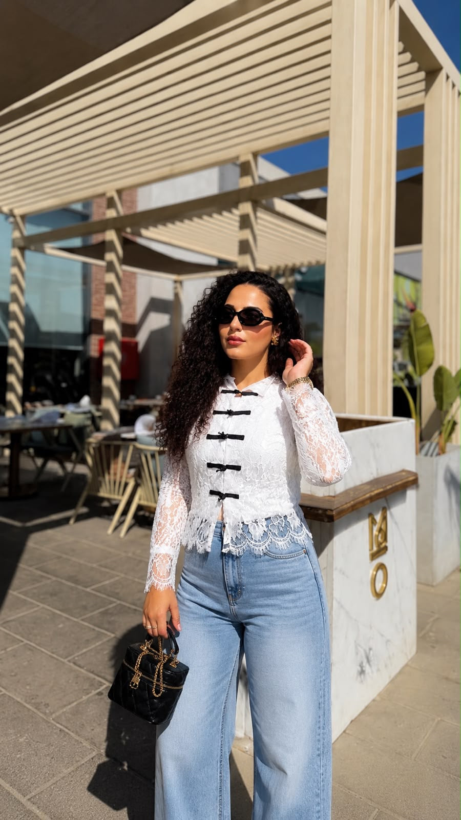 Luna lace contrast blouse