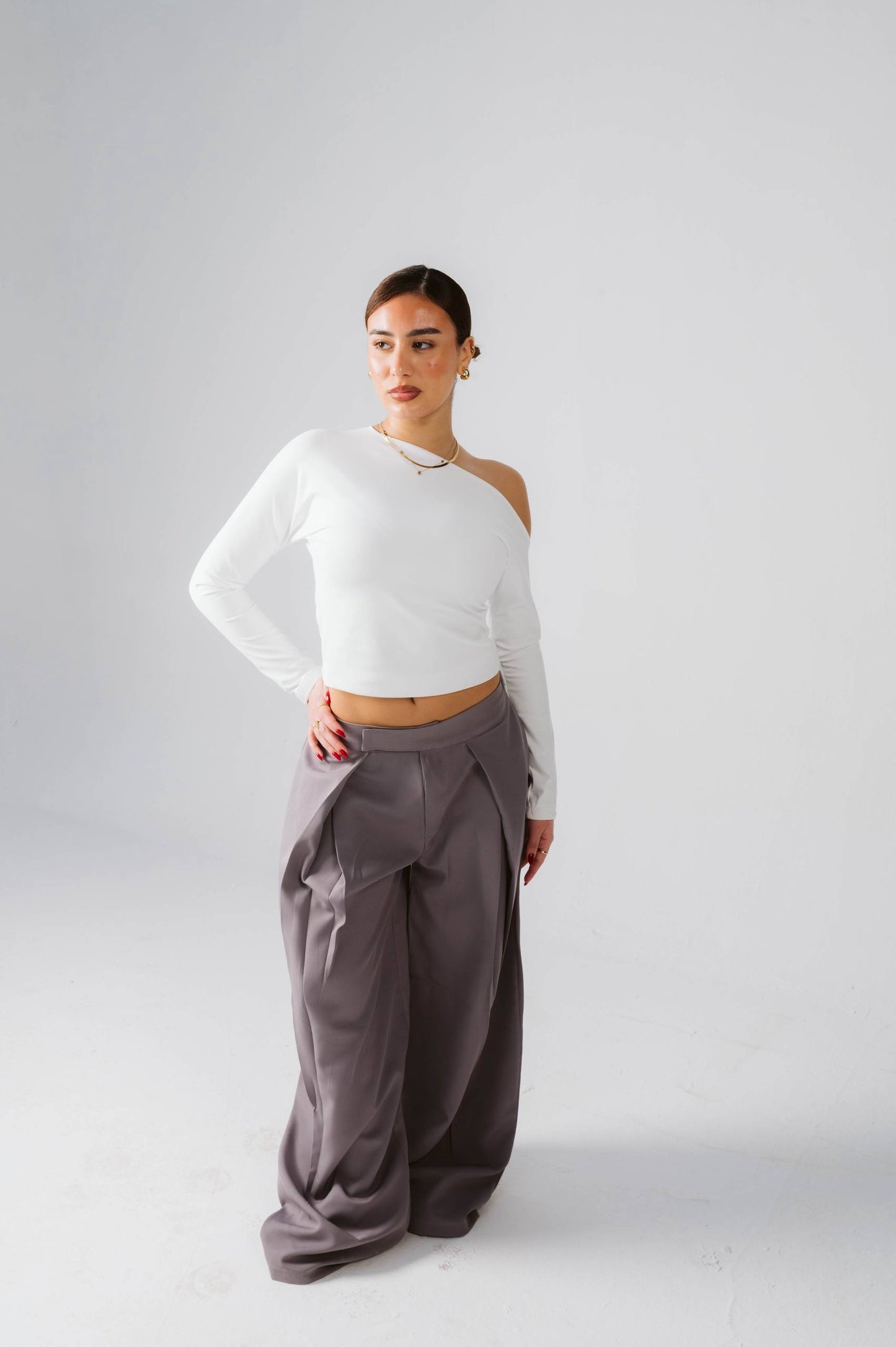 Wide leg grey tailored pants free size 60-80kgs