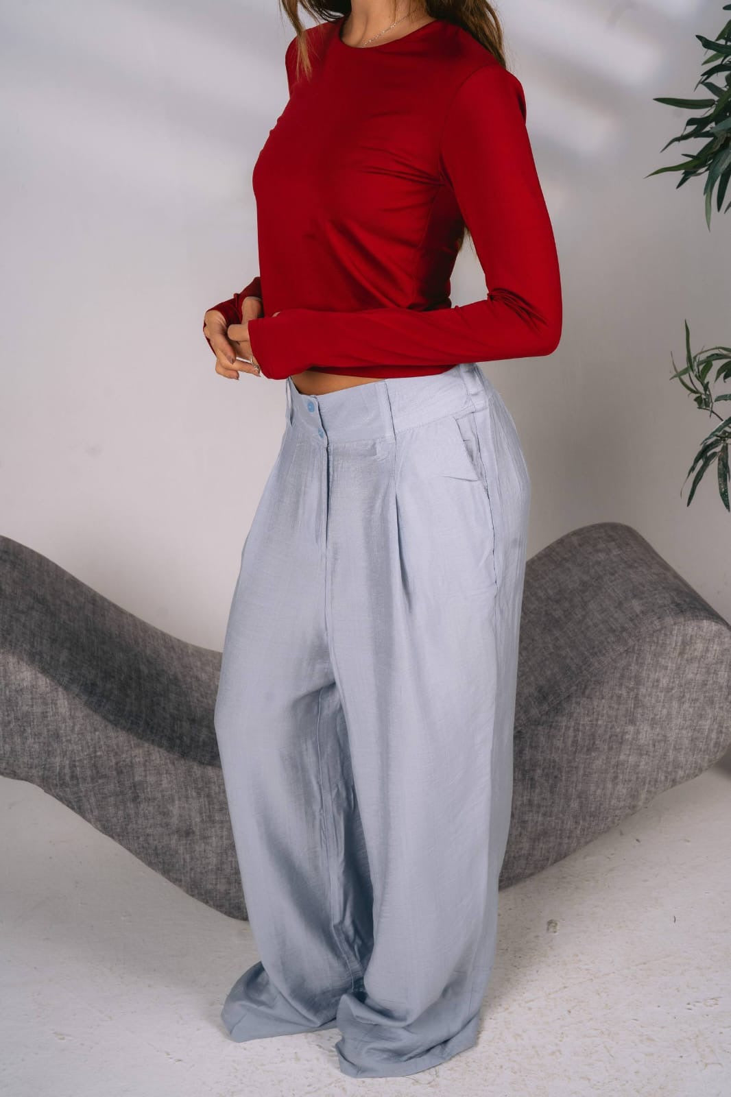 Grey baggy trousers