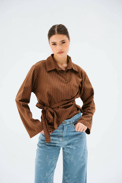 Brown buttoned blouse