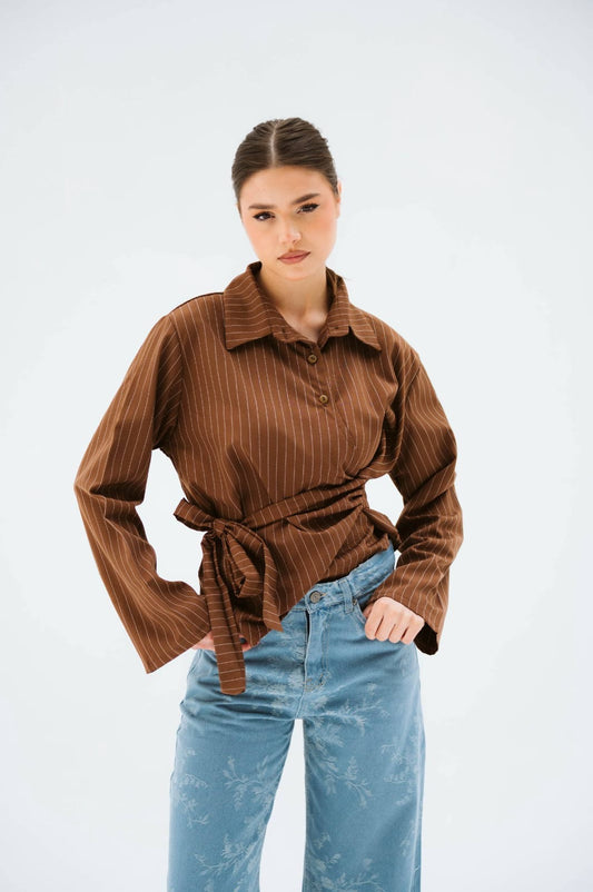 Brown buttoned blouse