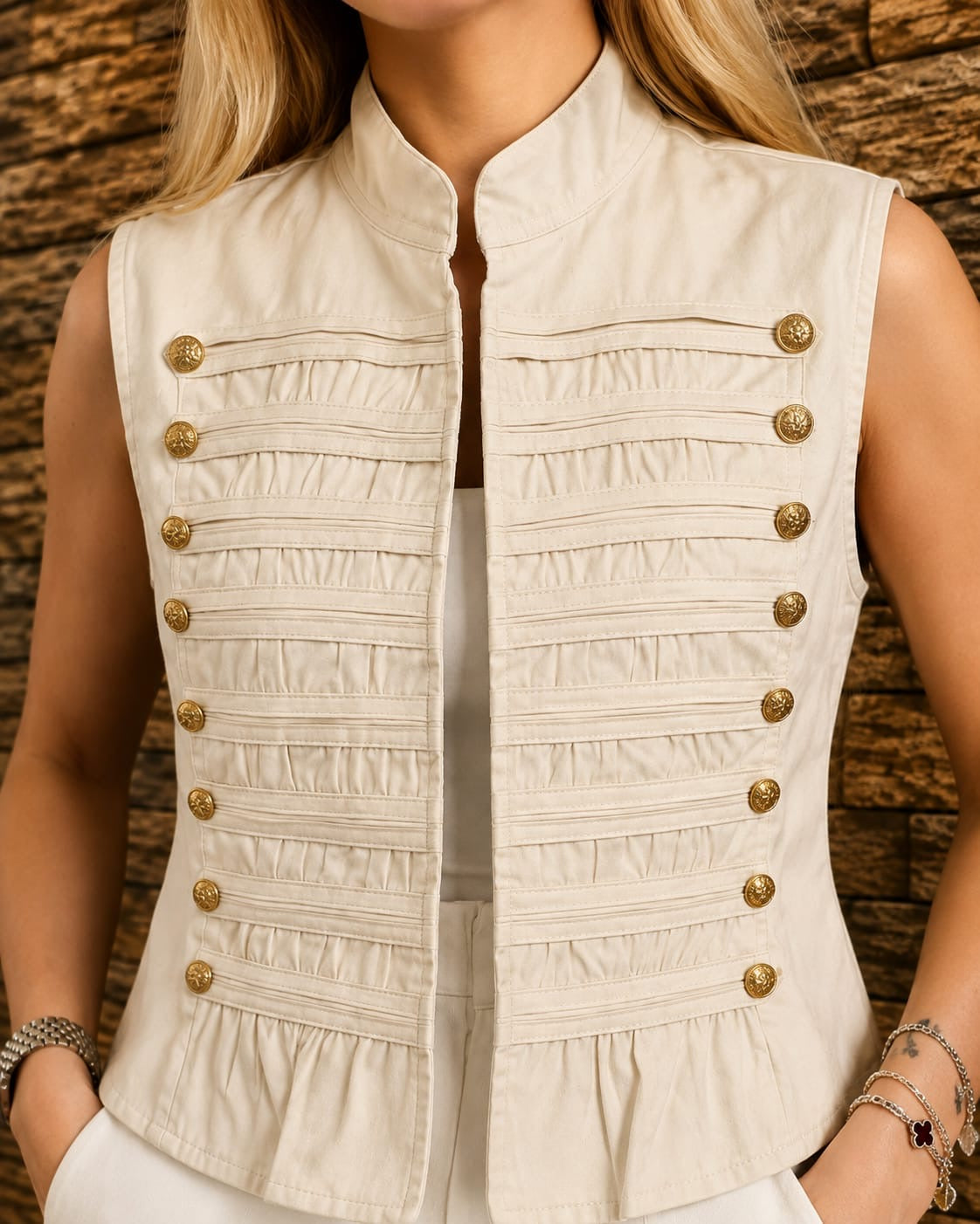 Military Button Vest