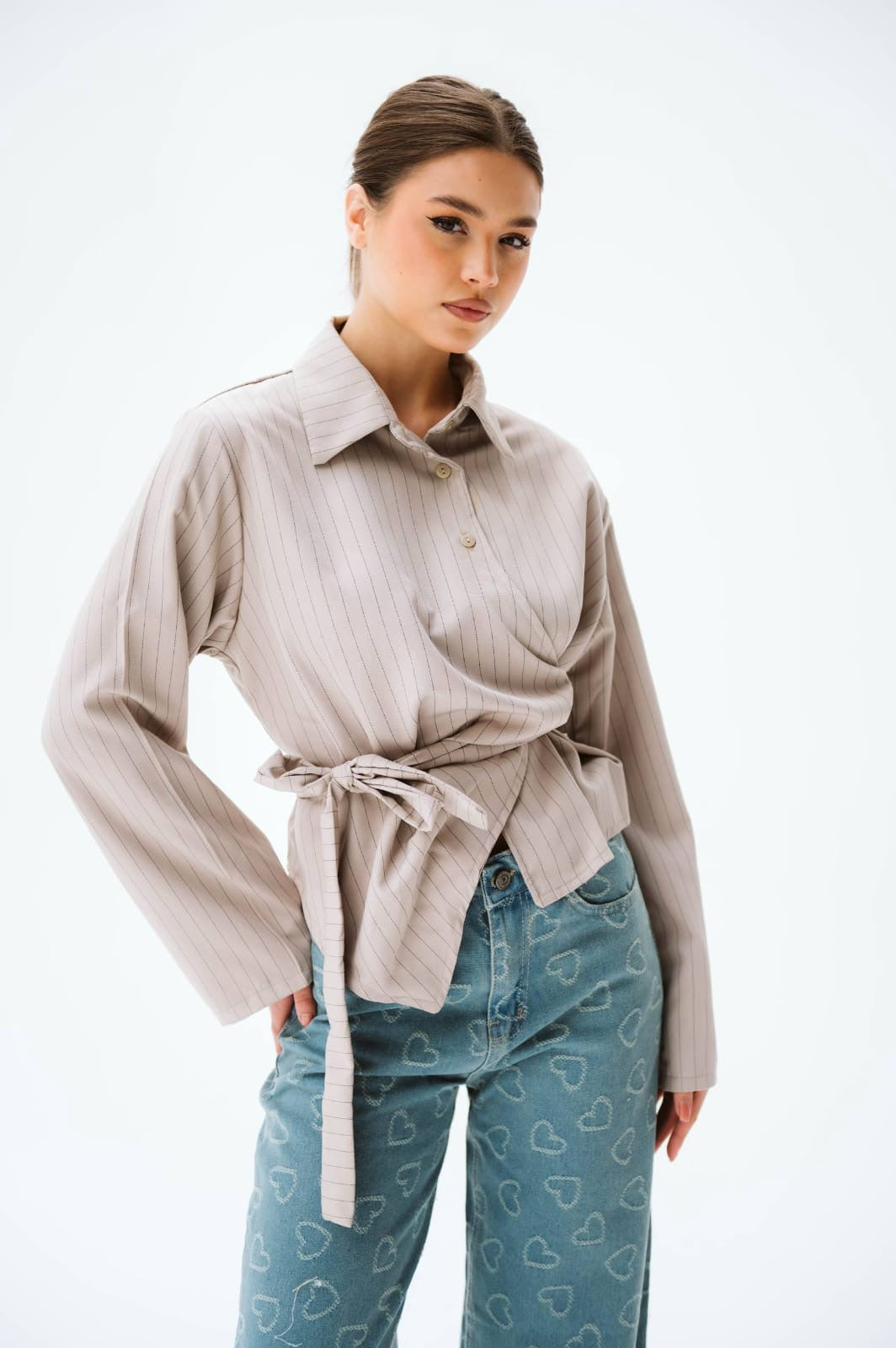Beige buttoned blouse