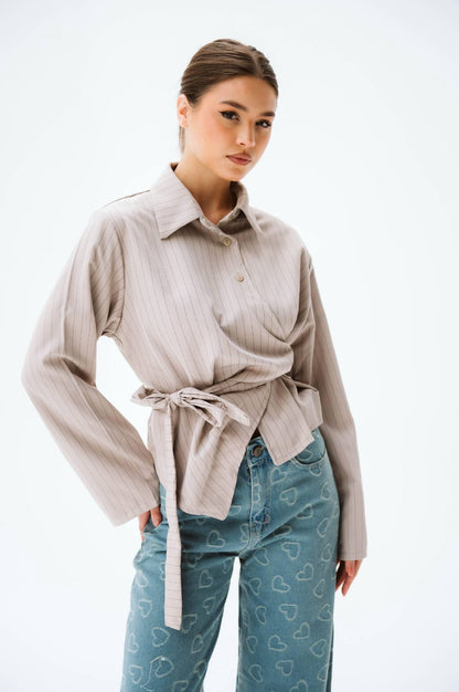 Beige buttoned blouse