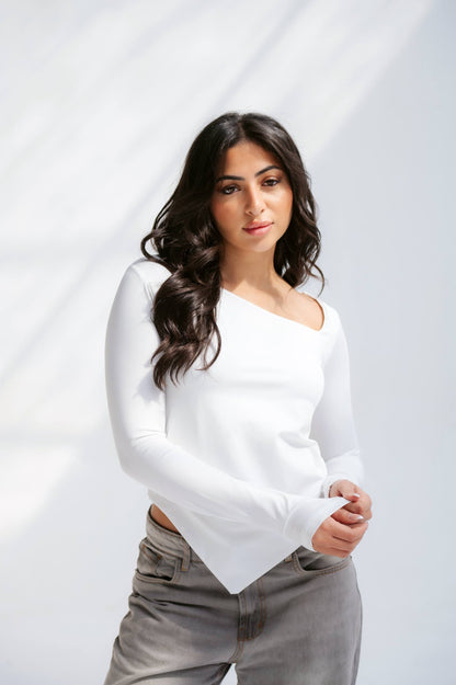 White one shoulder top