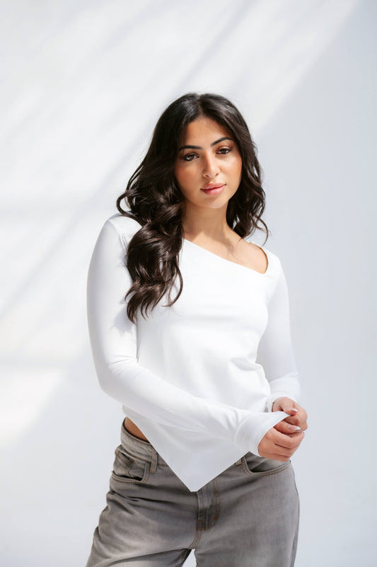 White one shoulder top