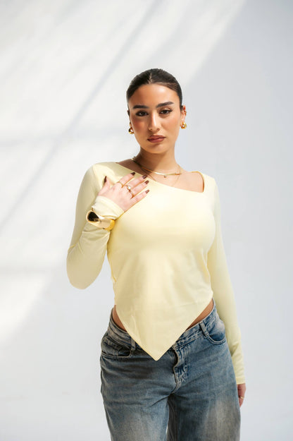 Butter yellow one shoulder top