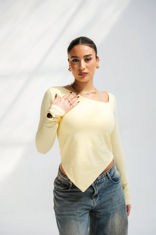 Butter yellow one shoulder top