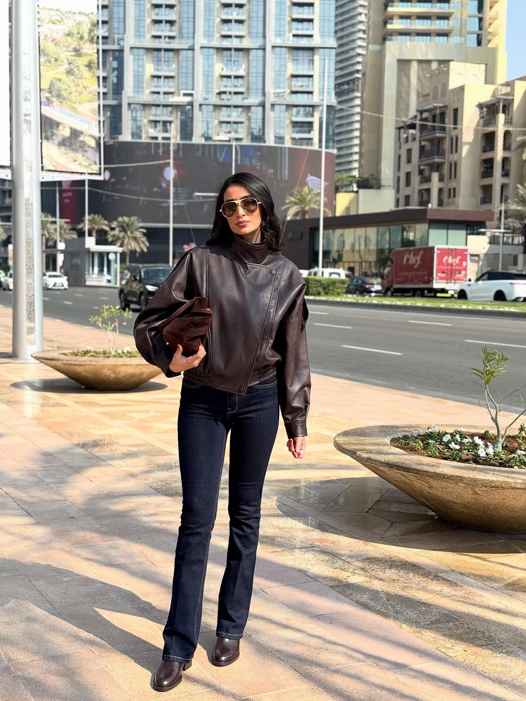 Brown leather jacket