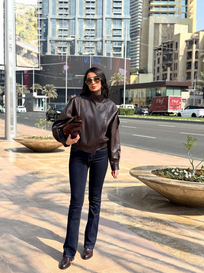 Brown leather jacket