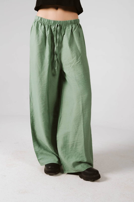 Green linen pants