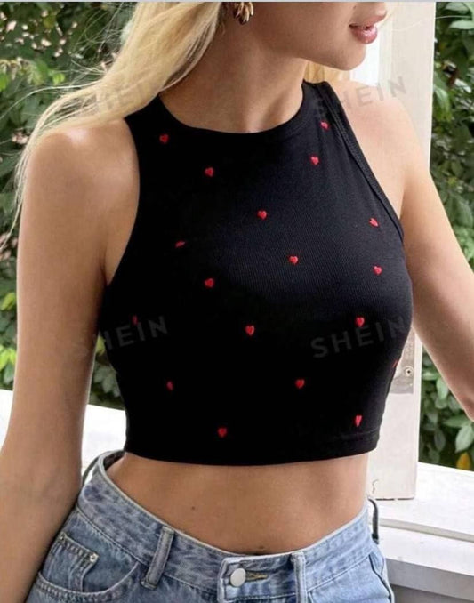 Hearts cotton Tank top one size