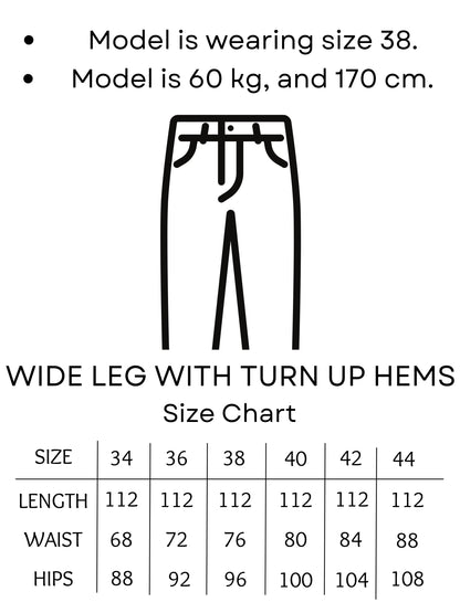 Raw Turn Up Hems Wide Leg Denim