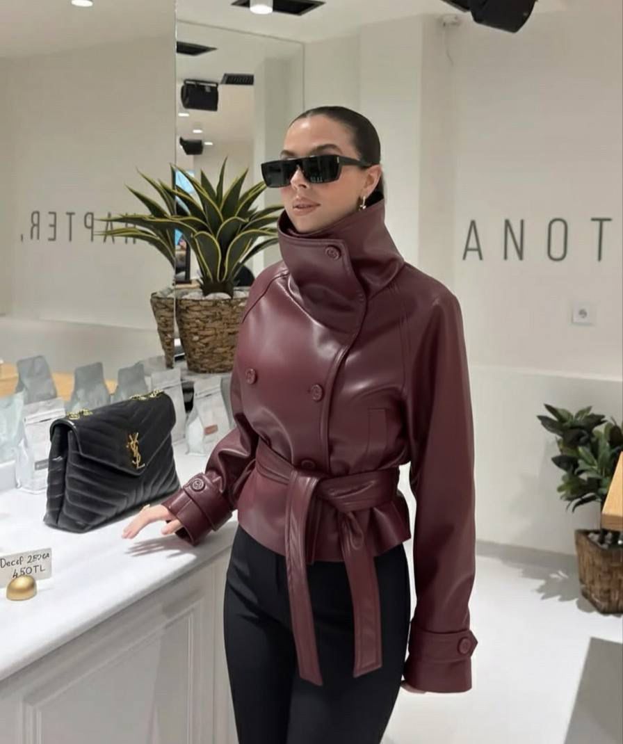 Burgundy leather jacket one size for all