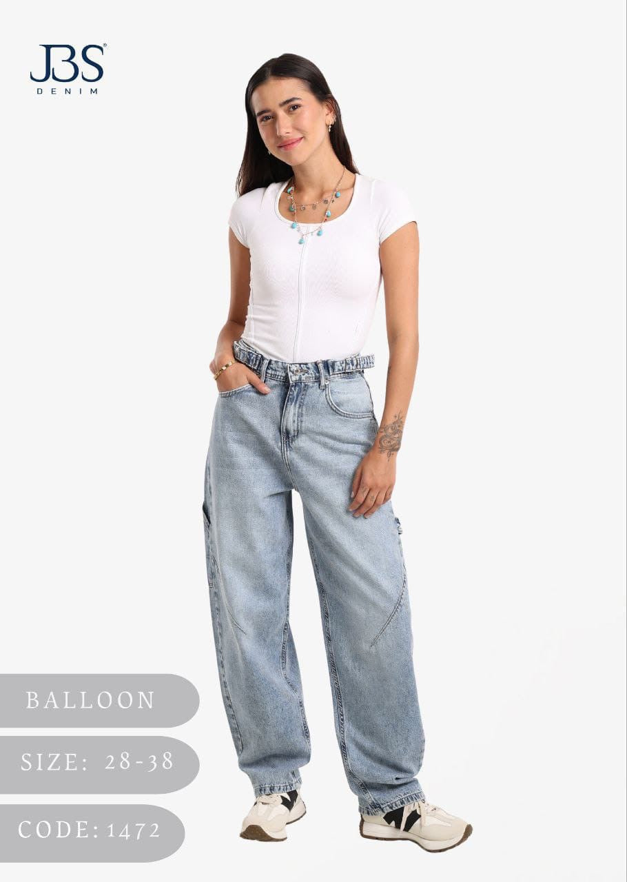 Balloon grey denim pants