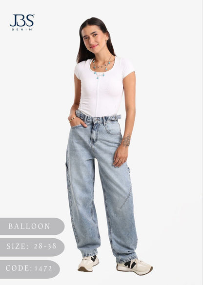 Balloon grey denim pants