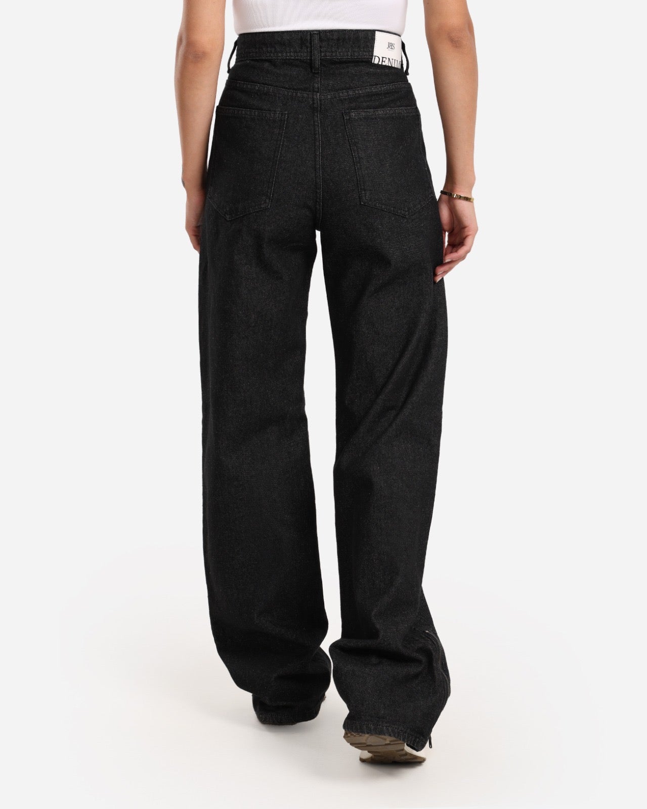 Dark grey wide leg zipper pants