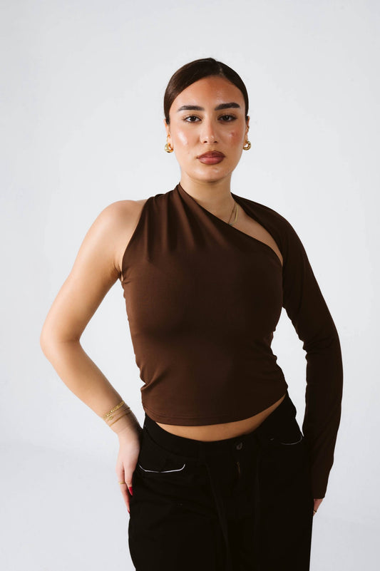 Brown one shoulder top